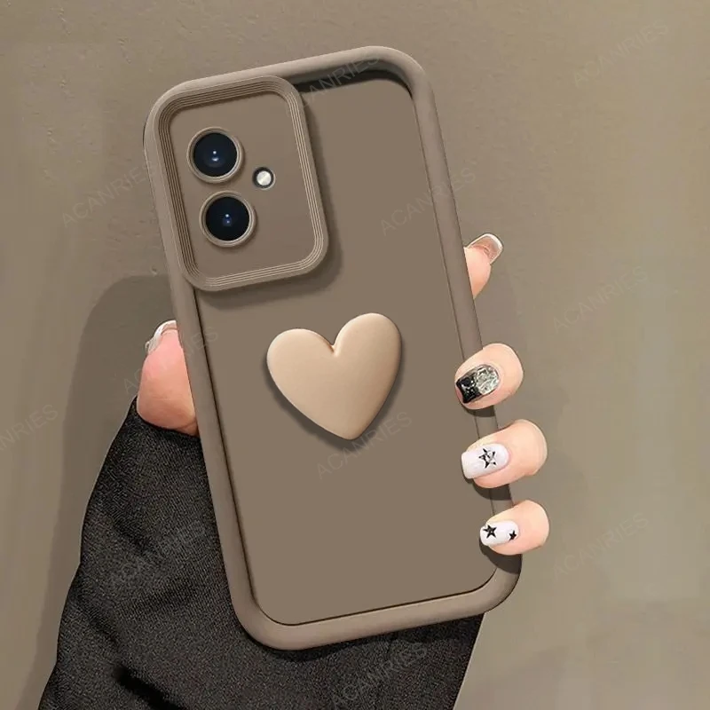 G 54 55 14 23 13 3D Cute Love Heart Silicone Case For Motorola Moto G54 G55 G14 G23 G13 G22 5G Women Matte Soft Back Cover