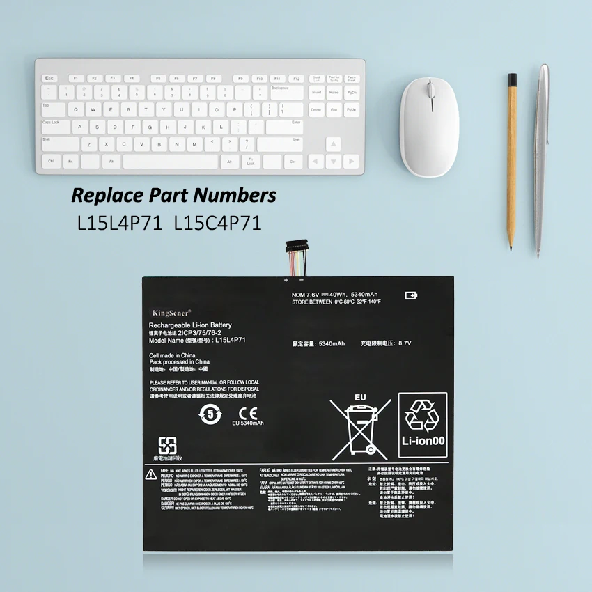 Imagem -02 - Bateria do Portátil de Kingsener L15l4p71 L15c4p71 para Lenovo Ideapad Miix 70012isk Série 80ql 80ql000cus 7.6v 5340mah