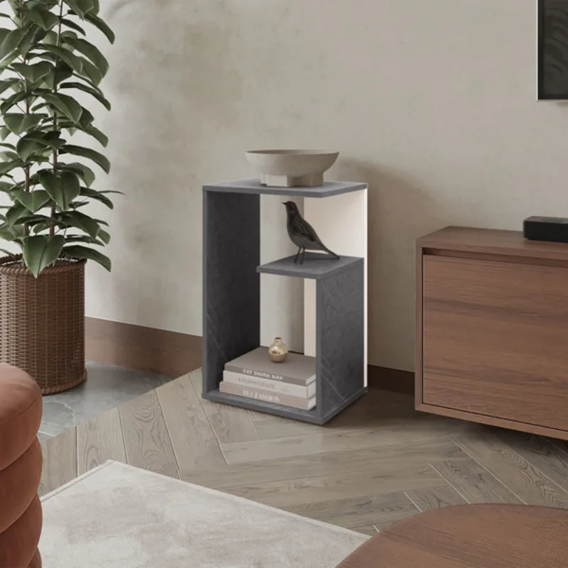 

Side Table In Melamine With Open Storage Easy Assemble Compact Design Sleek And Space Efficient additional Space Thanks Shelves
