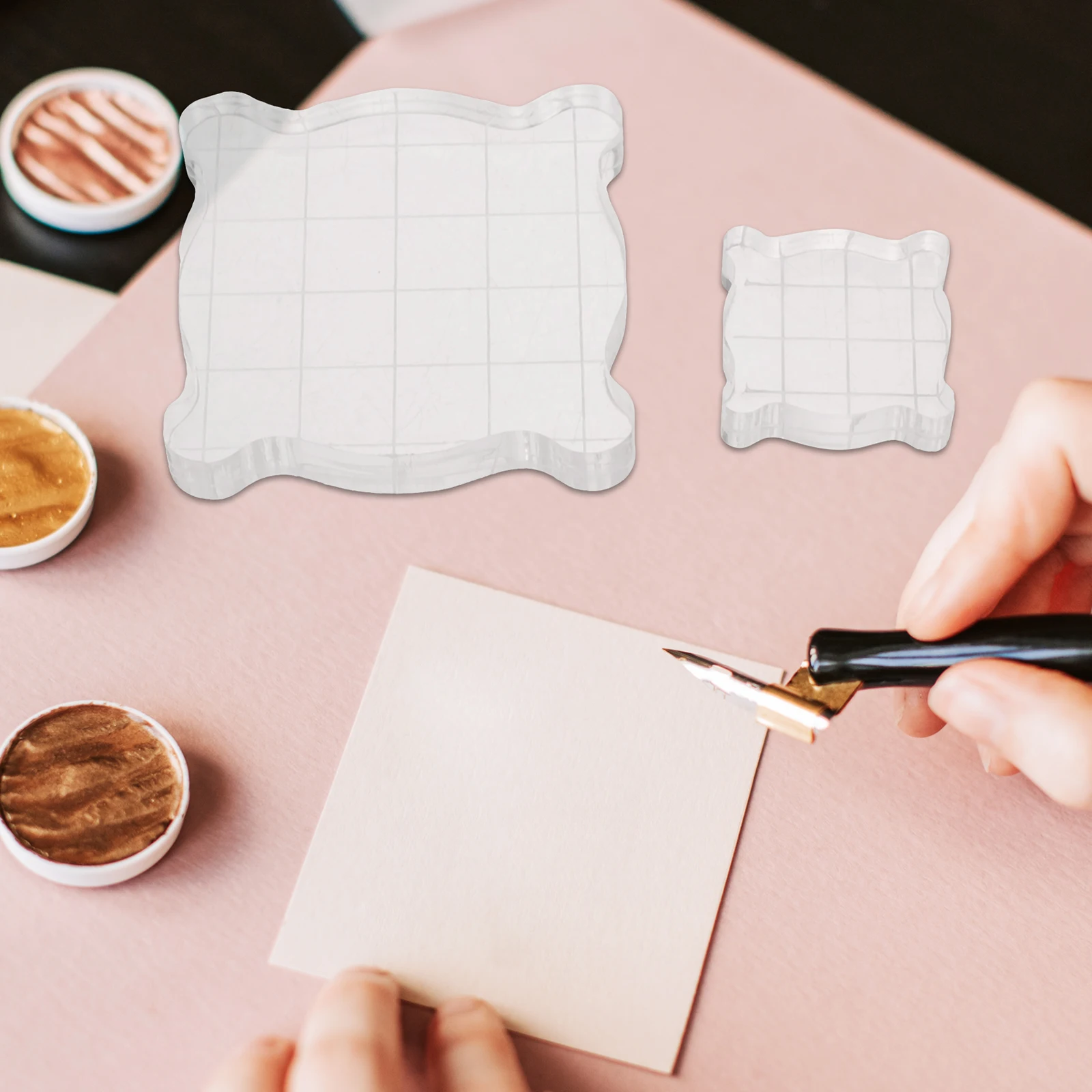 

4Pcs Acrylic Stamp Block Transparent Durable Stamping Blocks for Card Making Craft Projects DIY Stamping Tool Clear Stamp Block