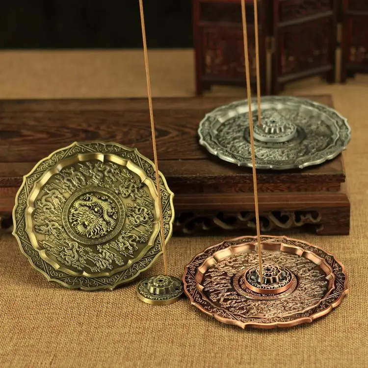 Tantric Cherry Blossom All Copper Antique Incense Burner, Living Room Sandalwood Incense Plate, Incense Burner Lighting Plate