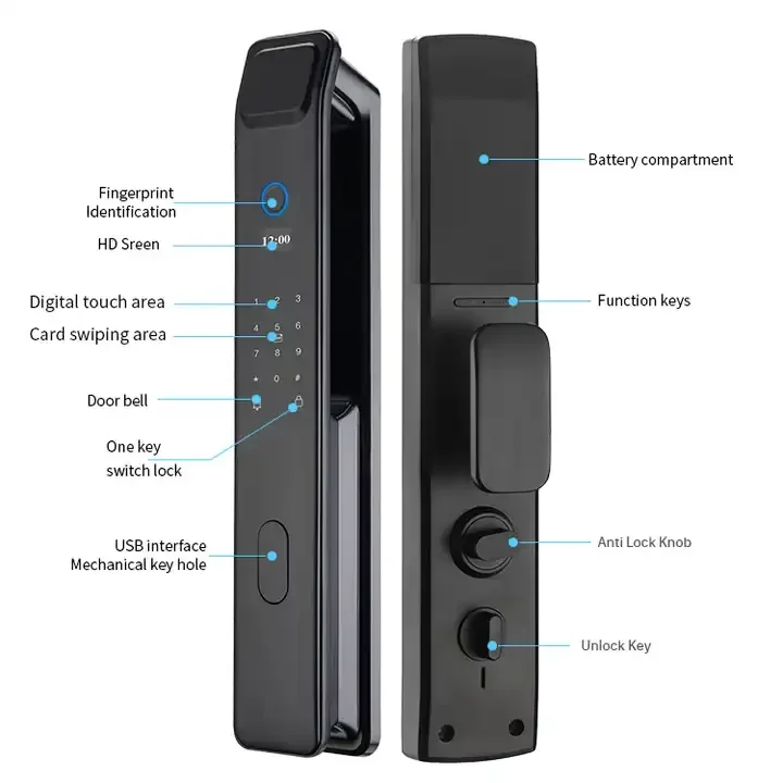 005OEM Touch Screen Smart Security Fingerprint Digital Tuya Room Door Lock Electronic Door Locks
