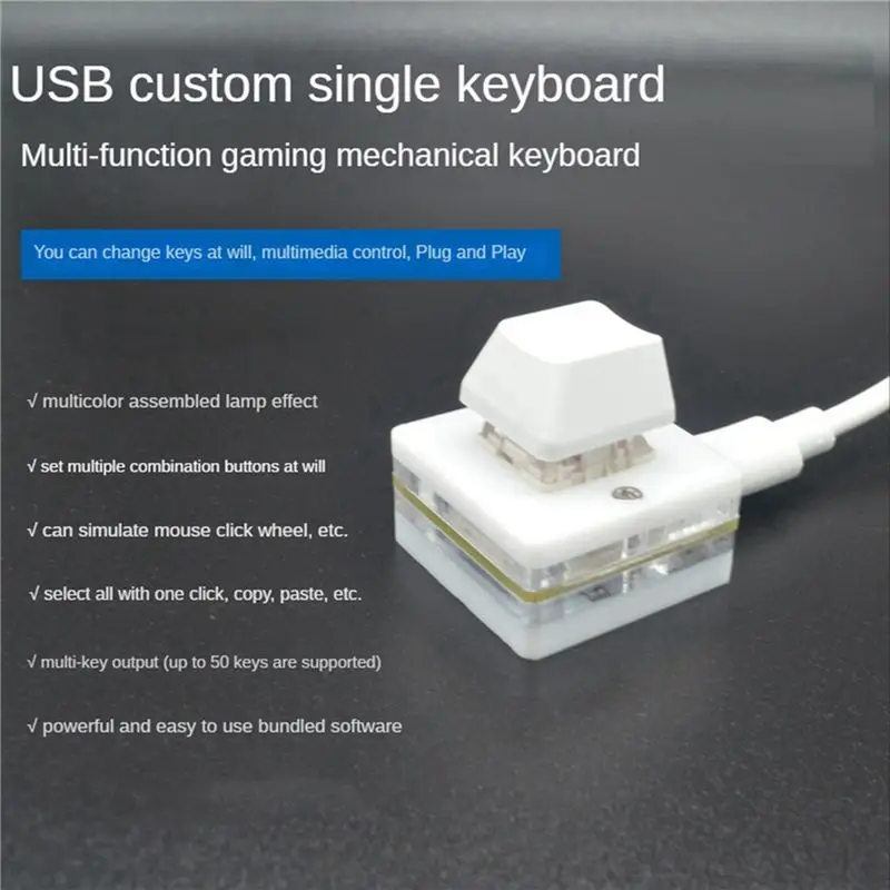 M51K-6X RGB Mini 1 Key OSU Gaming Keyboard Photoshop Drawing Keyboard Programming Macro Keypad Mechanical Keyboard, Red Shaft