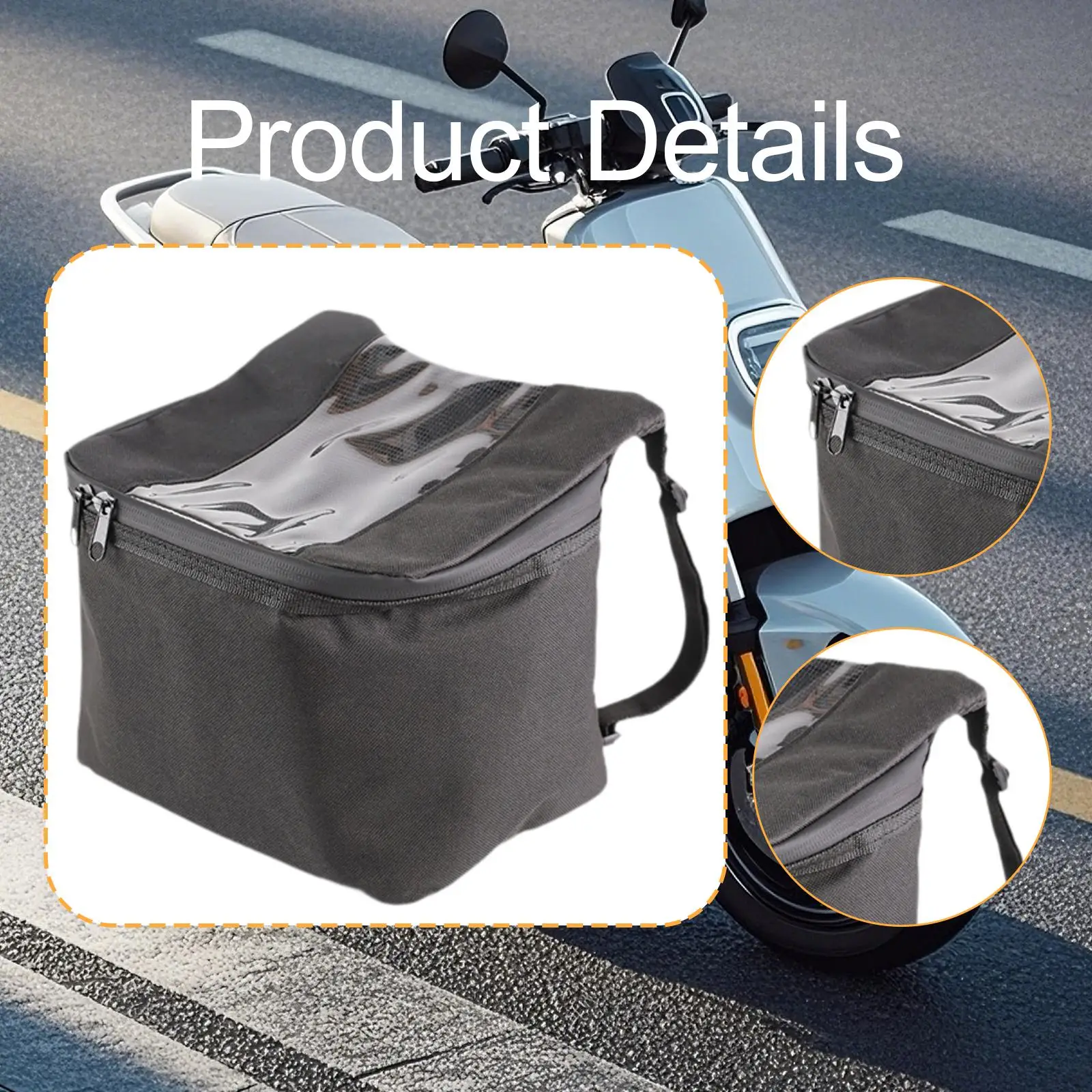 Handlebar Bag Waterproof Motorcycle Front Basket Oxford Cloth Storage Pouch for Biking and Daily Use