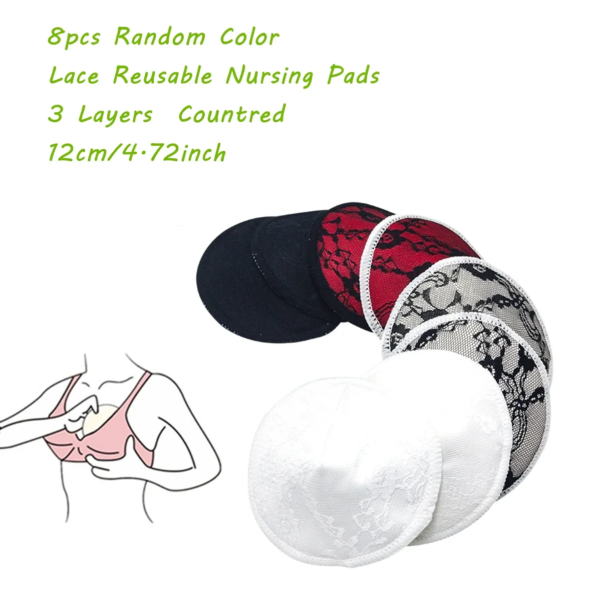 4 szt. Wkładki laktacyjne z bambusa, wykonane z rayonu, wielorazowe i nadające się do prania.