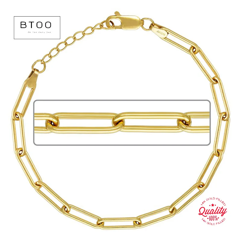 14k Gold Filled 6.5 Inches 4x13.8 mm Paperclip Chain W/1 Inches Extender | Gold Filled Supplies for Jewelry Making | Jewellery