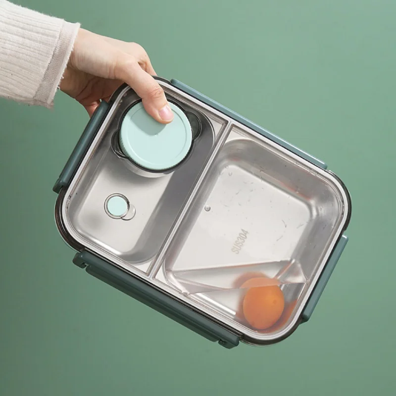 304 Stainless steel Lunch box with Tableware for Adults Kids Leakproof Lunch Container Portable Grids Bento Box Food Containers