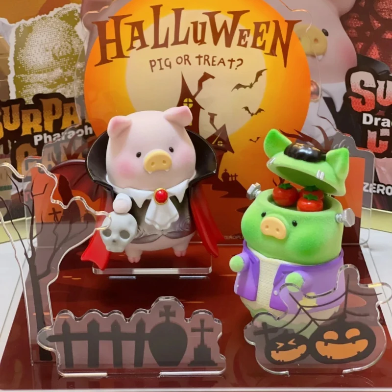 Lulu The Piggy Halluween Surpries CAN2 Series Piggy Action Figure Surprise Bag Cute Flocking Doll Anime Figure Decor Model Toys
