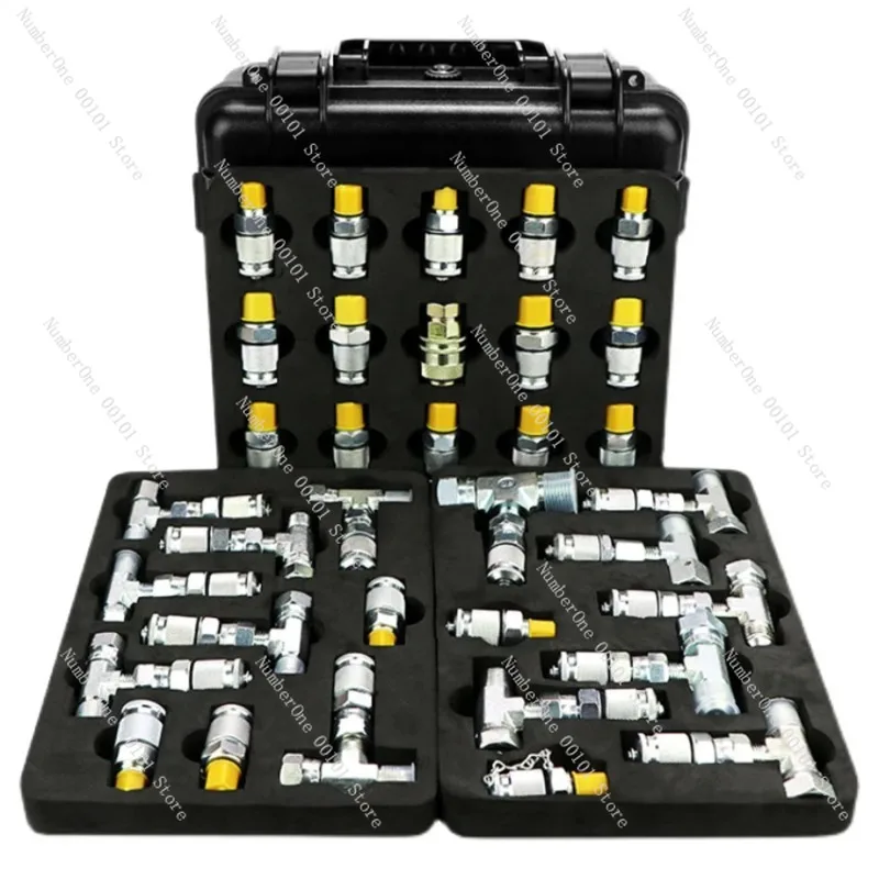20 joints 14 tees Excavator Pressure Test Tee Pilot Distribution Valve Travel Hydraulic Maintenance Pressure Gauge Adapter Kit