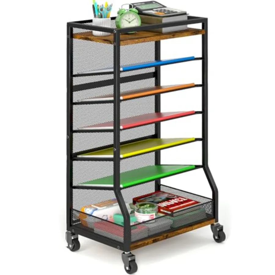 

Мобильная тумба для документов на 7 уровней с выдвижными лотками, дерево-металл, органайзер для файлов, настольный, отдельно стоящий, лоток для бумаги формата Letter