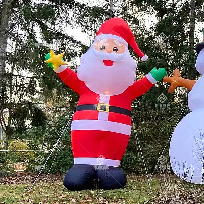 Papai Noel inflável do pano de Oxford da decoração de Natal com equipamento inflável, decoração exterior do pátio do jardim