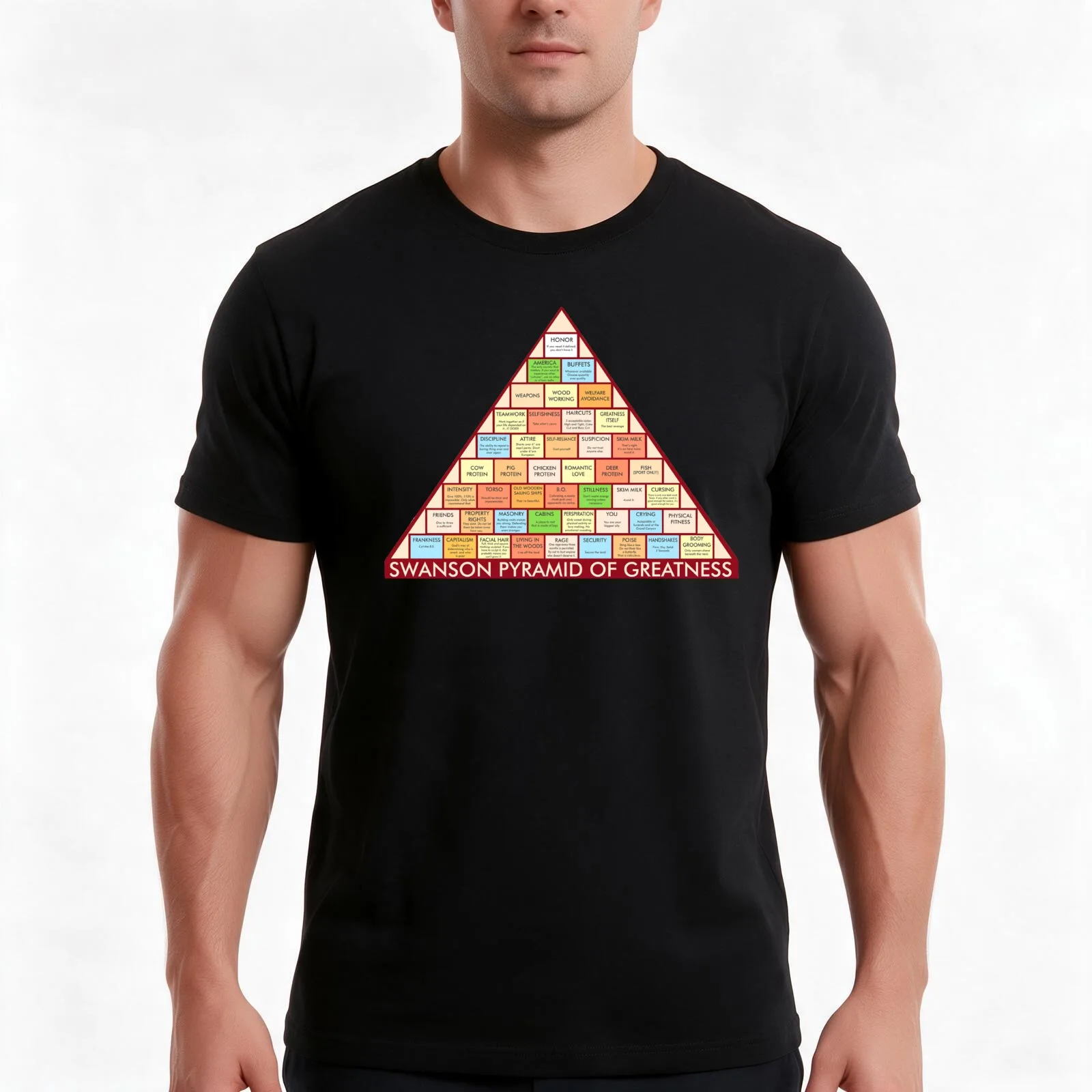 Swanson Pyramid of Greatness T-Shirt Summer Casual Cotton Tee Oversized Streetwear Tops Vintage Graphic Print 100% Cotton