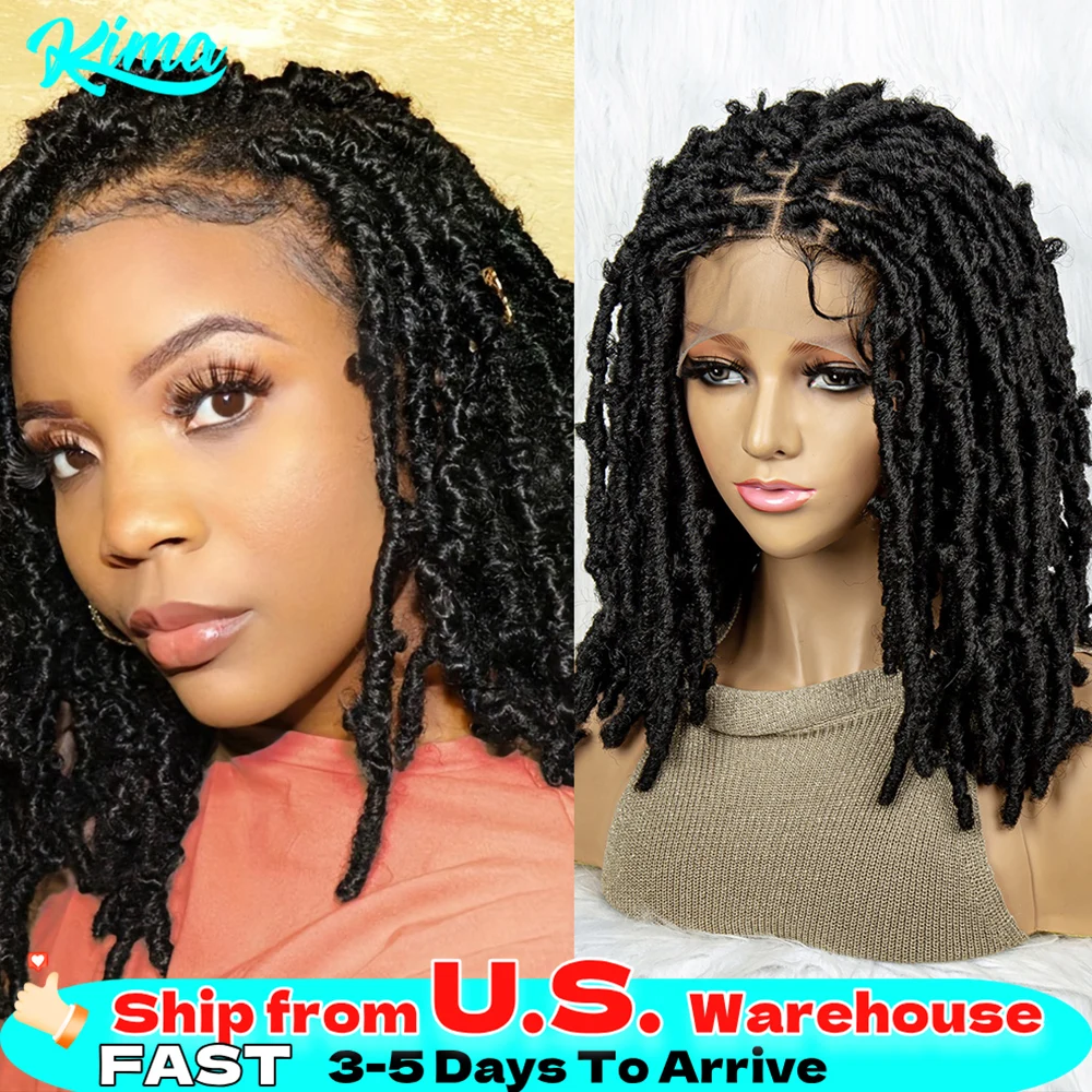 Synthetic Lace Front Wig Braided Wigs Dreadlock Wig 16 inches Short Knotless Butterfly Locs Wigs for Black Women Synthetic Wig