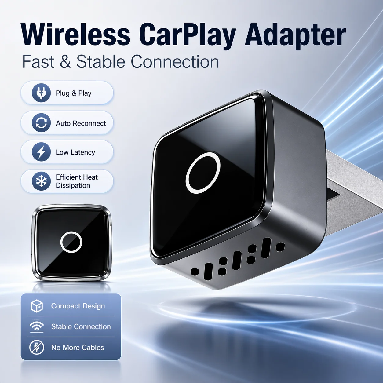 2026 Verbesserter 2-in-1 Kabelloser CarPlay & Android Auto Adapter, Typ-C Anschluss |   Kabelgebundener zu kabelloser Dongle-Adapter |   Plug & Play
