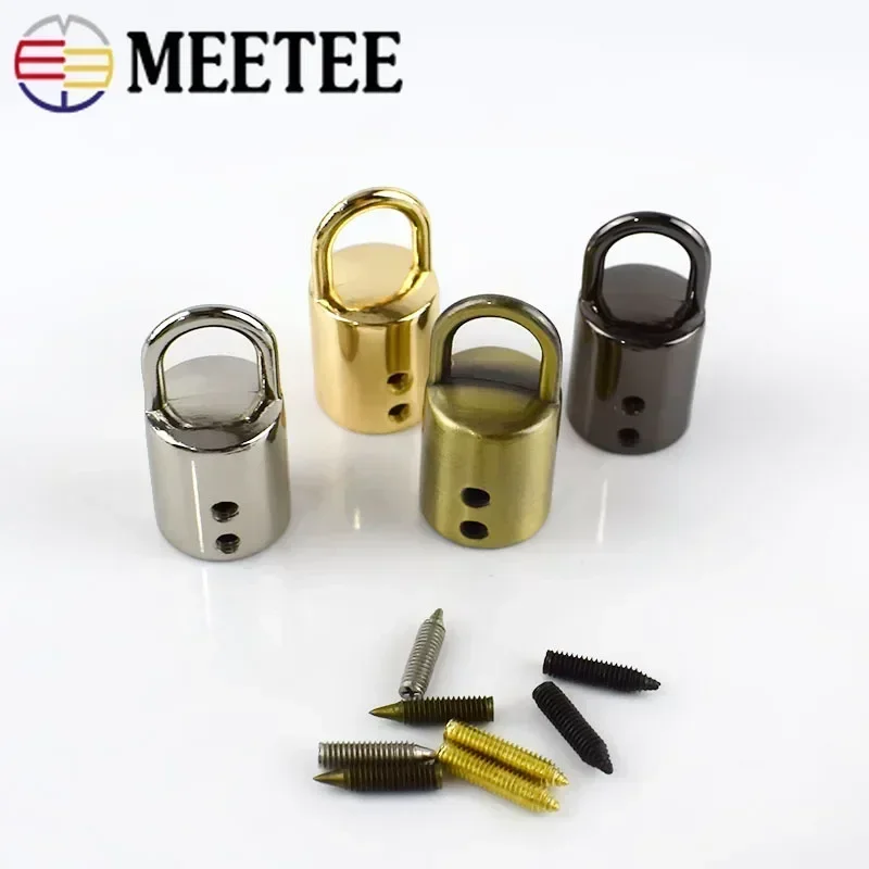 Meetee 5/10Pcs 11mm Bag Metal Buckle Handbag Strap Tassel Fringe Cap Clasp Hanger Cords Lock Stopper DIY Hardware Accessories