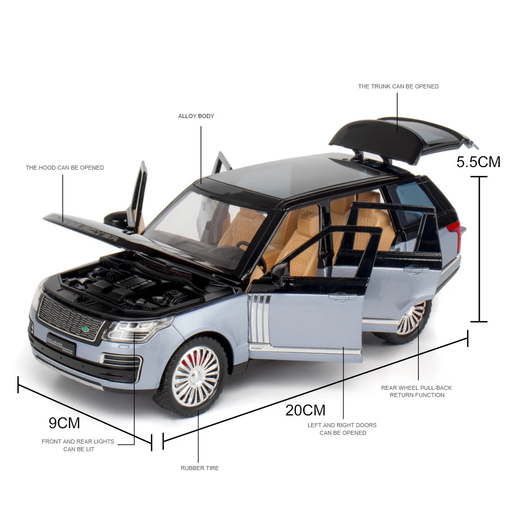 1:24 Ld Rover Range Rover 2022 SUV Alloy Diecast Model Toy Cars Sound Light Car Vehicle Toys For Children Collection Gift