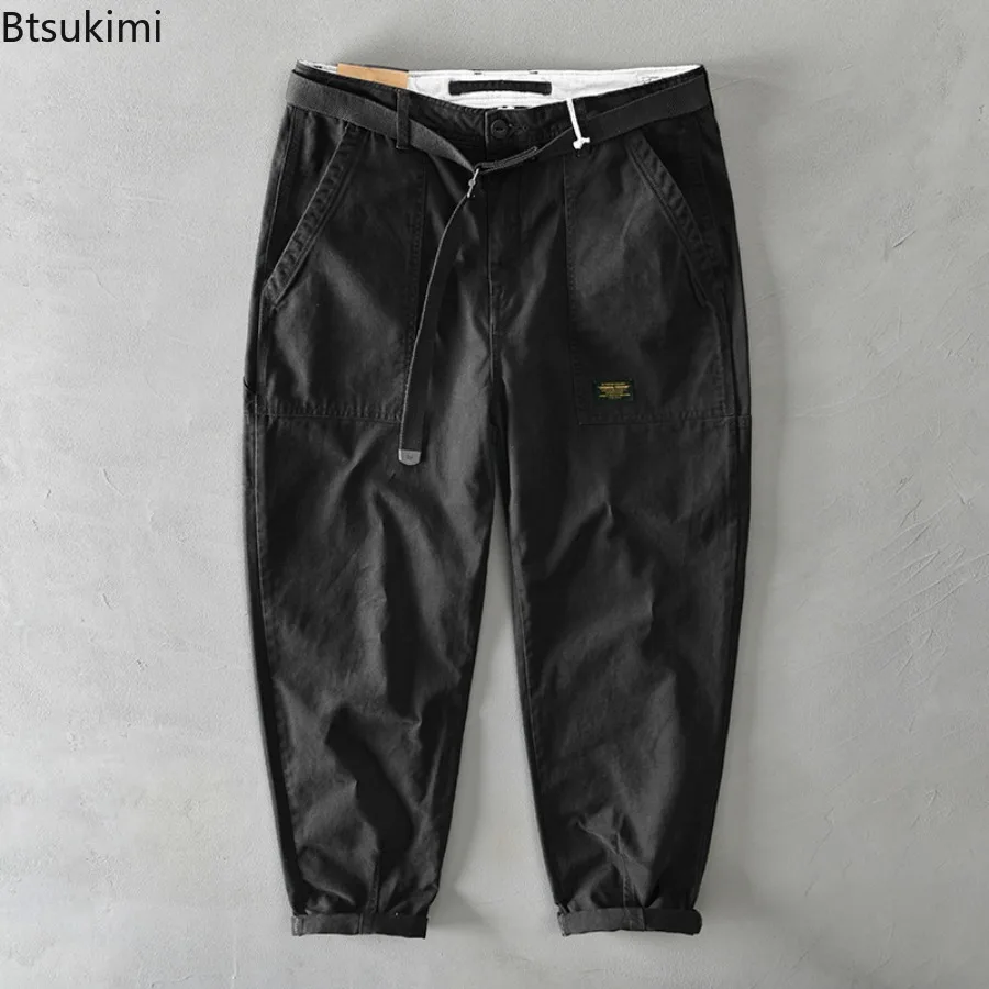 New Men's Spring Autumn100% Cotton Cargo Pants Casual Big Pocket Baggy Trousers Fashion Harajuku Streetwear Male Joggers Pants