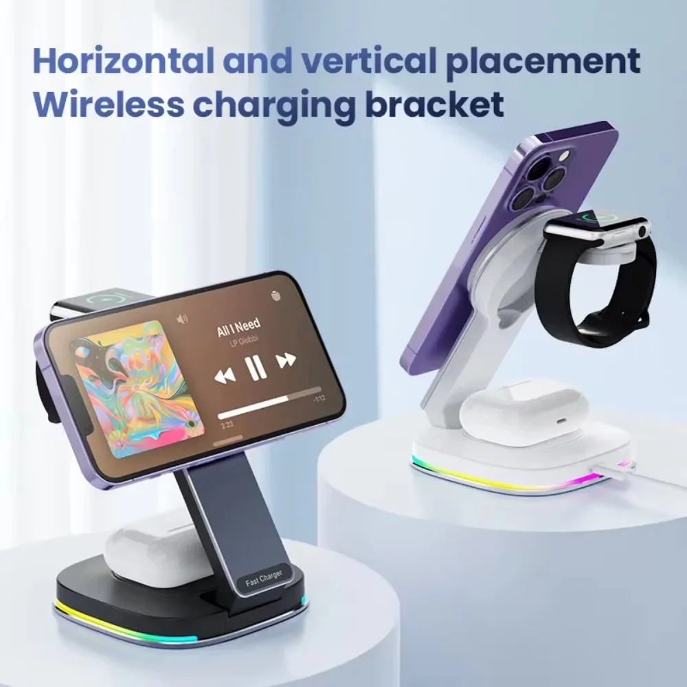 Factory Phone Stand Holder Fast Wireless Charger Multifunction Charger for Headphone Cellphone Watch Wireless Charger Magnetic