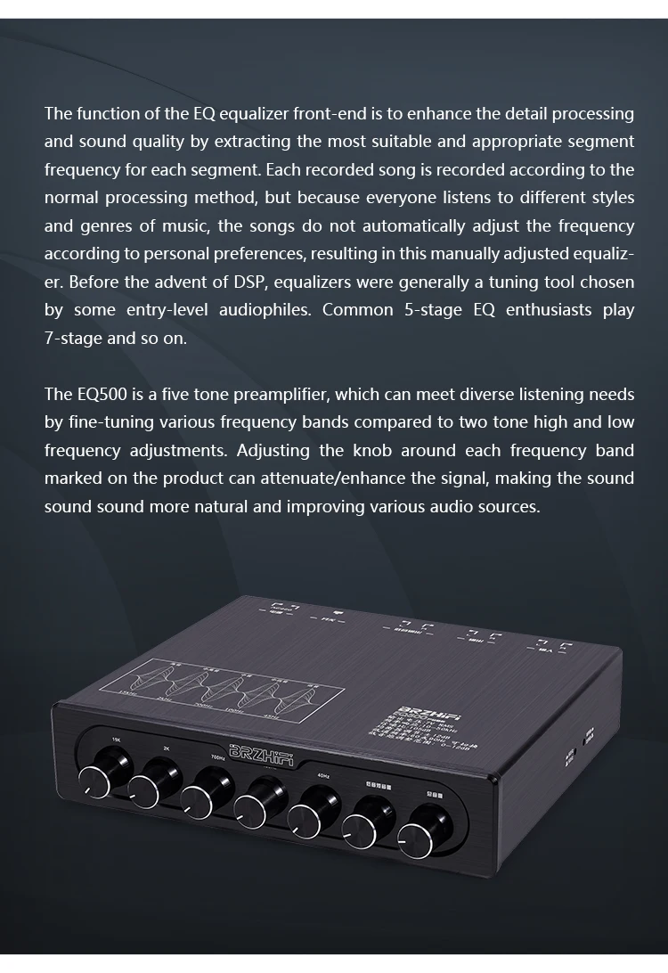 BRZHIFI EQ500 voorversterker 5-segment EQ toon audioverwerking effector kleine mixer