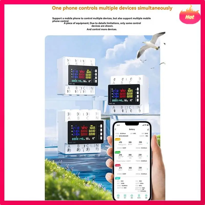 KWS-306WF Wifi Smart Power Meter Voltage Protector Switch Current & Voltage Monitor, Relay, Circuit Breaker