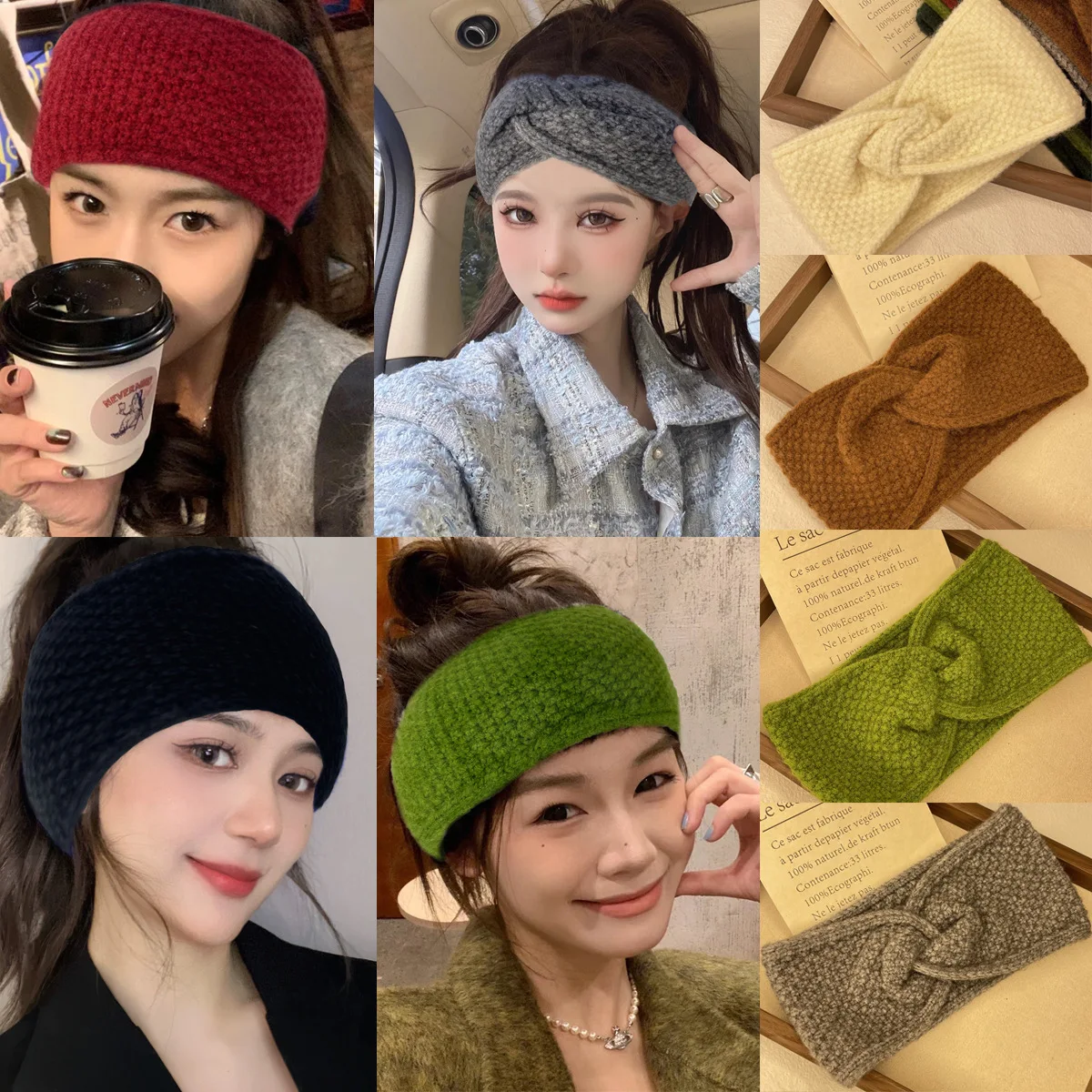 Autumn and winter cross -wool hair band Fabric Headband For Women Elastic Hairbands Tie Hair Band Keep warm Keep Warm Bandanas