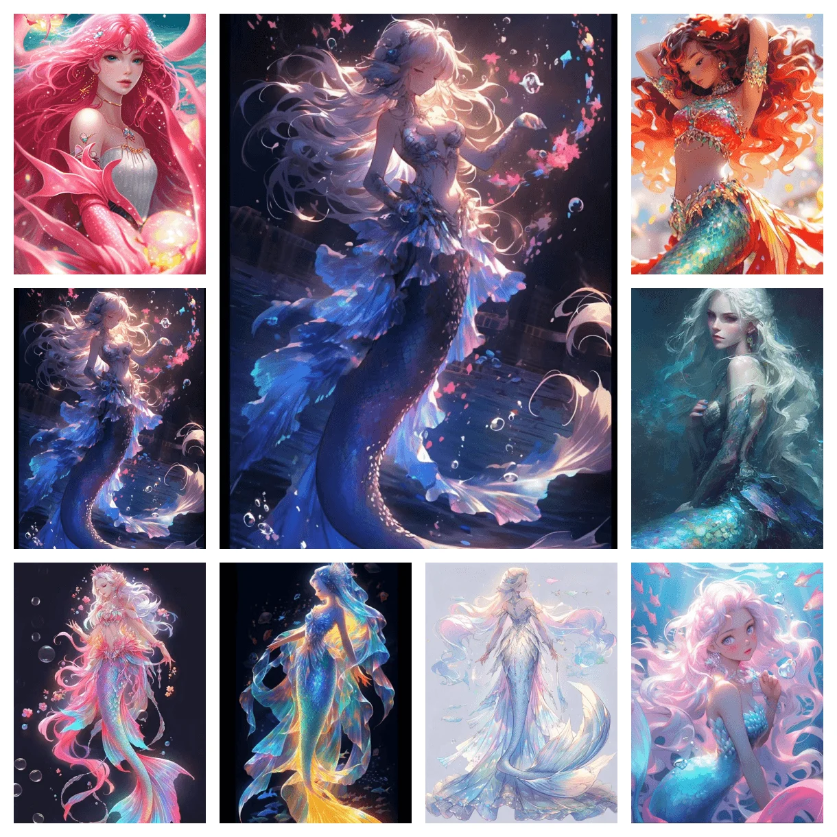 

DIY Mermaid Colorful Cute AB Diamond Painting Full Diamond Mosaic Embroidery Cross Stitch Set Art Home Decoration Gift