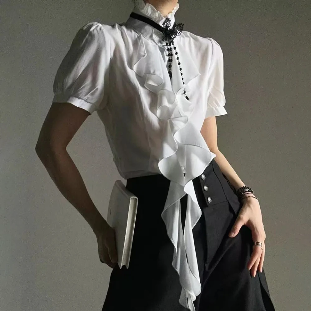 

2026 Summer New Unisex Short-Sleeve Shirt French Retro Fashion Trendy High Street Loose Casual Breathable Niche Neutral Top