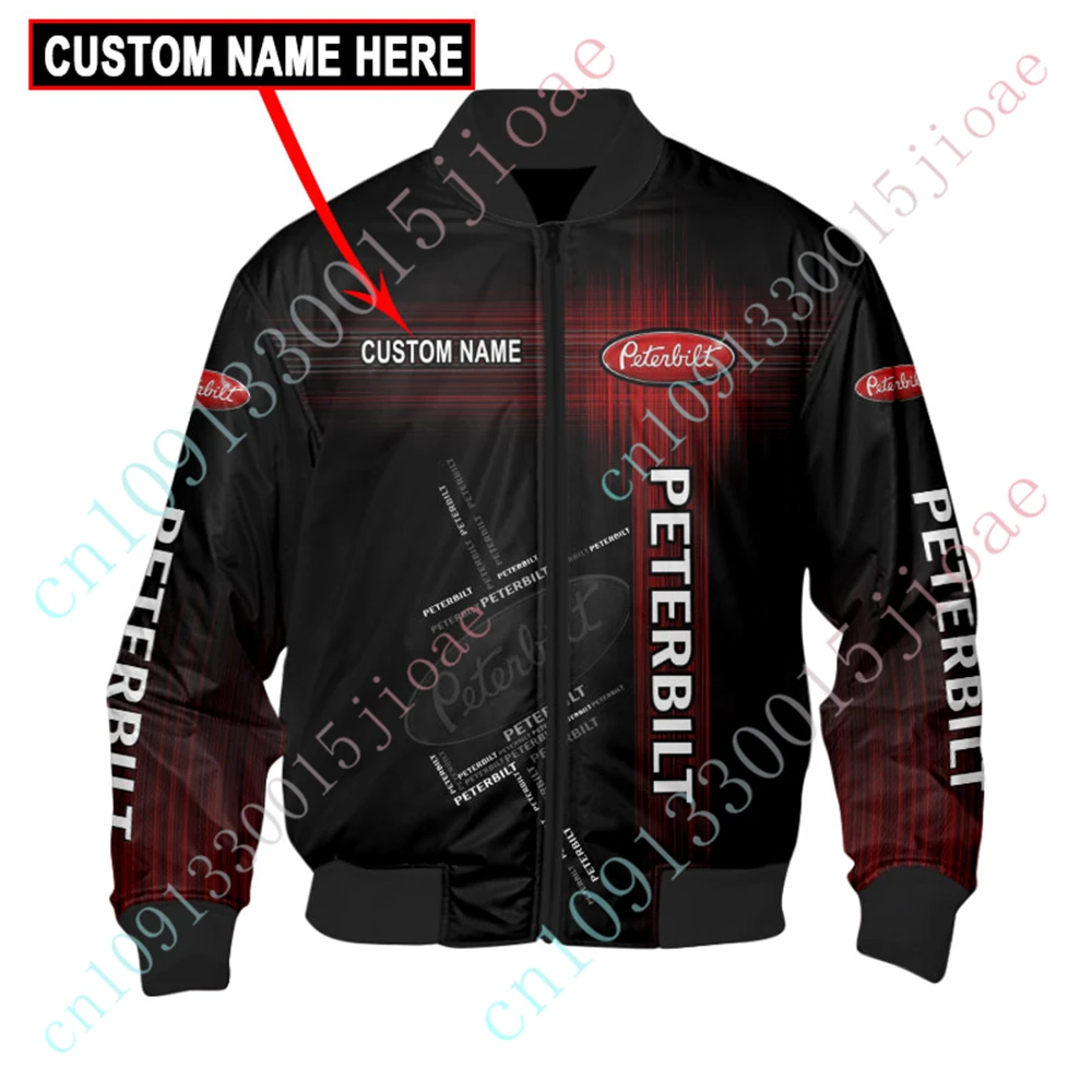 

Peterbilt Windbreaker Harajuku Parkas Jackets For Men's Clothing Bomber Jacket Techwear Baseball Uniform Thick Coat Custom Logo