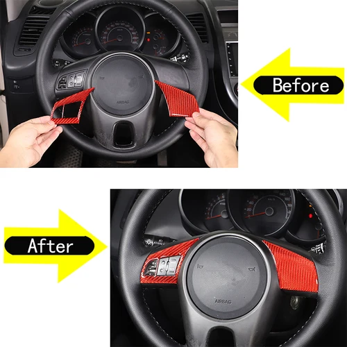 Imagen 2 del producto Para KIA Soul 2009-2013 fibra de carbono suave botón del volante del coche marco Panel embellecedor pegatina accesorios de coche