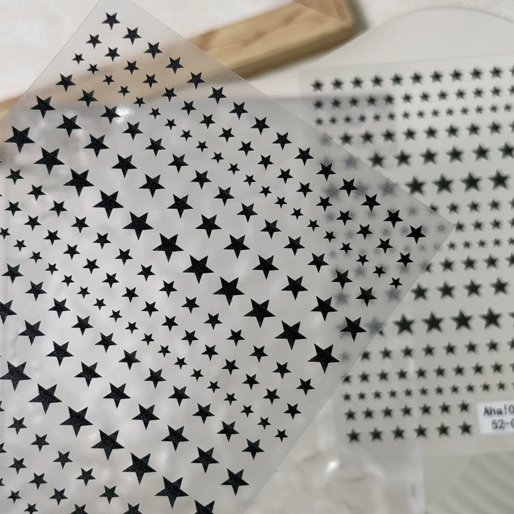 1pcs Mixed Size Black Star Nail Art Stickers 3D Kawaii Y2K Sexy Five Pointed Star Design Nail Decals Gothic Punk Star Nail Decor