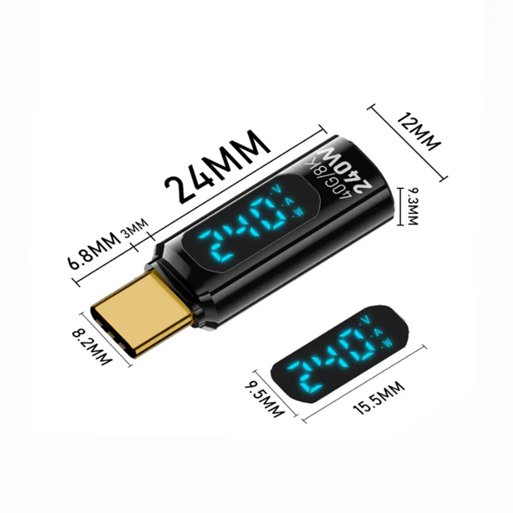 Transparent LED Display PD240W USB4.0 40Gbps Type C to C OTG Adapter 8K@60Hz 5A Fast Charging Cable for iPhone 15 16 MacBook Pro