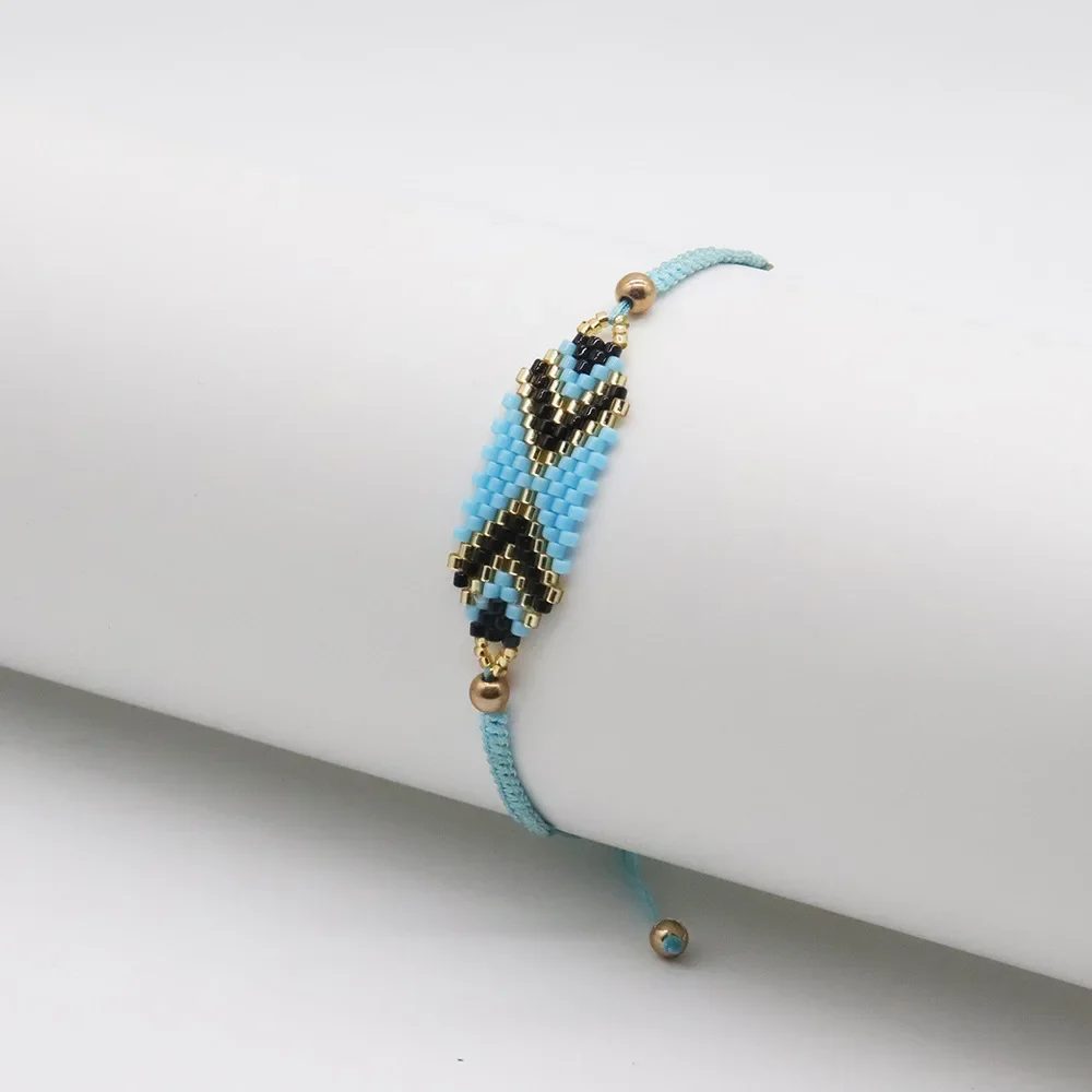 ZGMXR Adjustable Rice Bead Bracelet with Geometry Design Retro Arrow Hand Knitting Bohemia Fashion Beaded Accessory