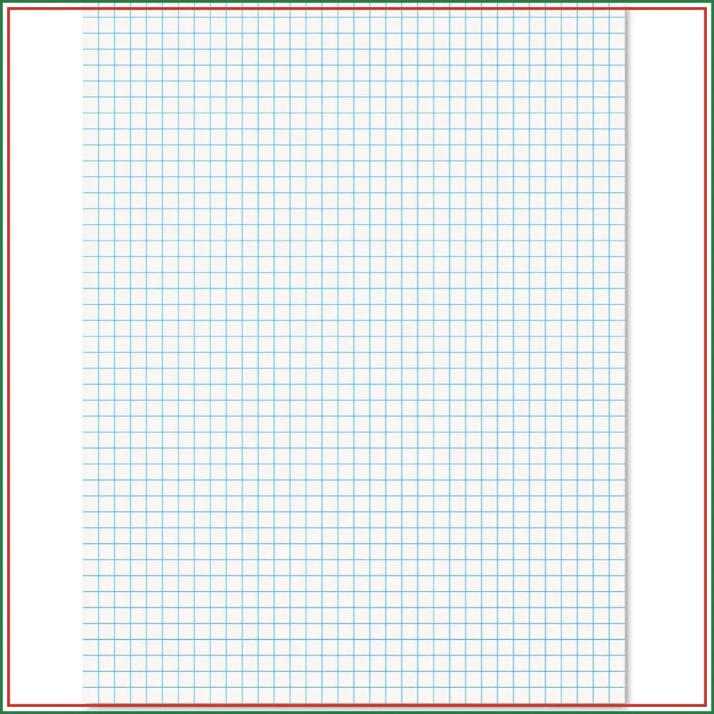 Quad Ruled Graph Paper Pad 8.5x11 Inches, 50 Sheets, 4x4 Grid, Perforated, White