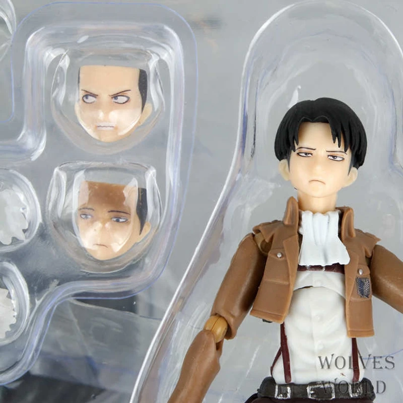 Attack on Titan Levi Ackerman Figura Anime, Standing Espada, brinquedo modelo destacável, coleção de PVC, ornamentos desktop, 14cm