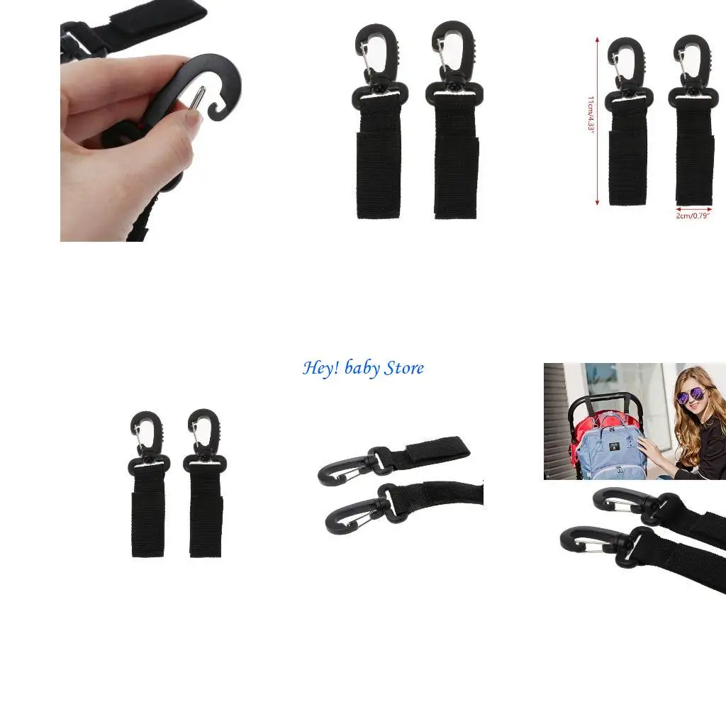 

Q1FE 2pcs/Set Bag Hanger Hook Baby Strollers Shopping Bag Clip Stroller Accessories