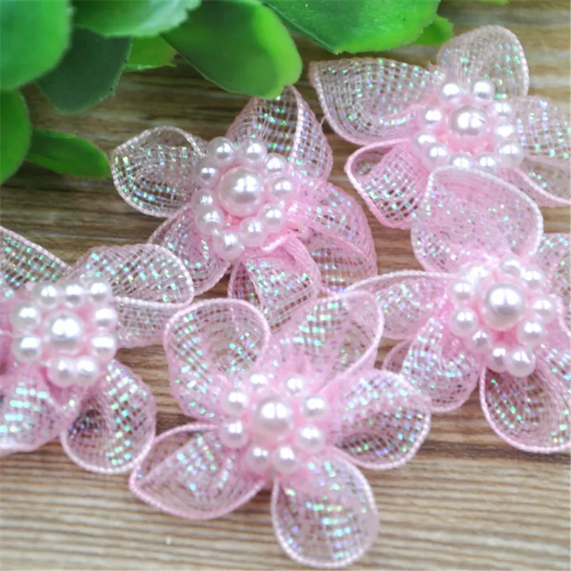 10 pcs Organza Bowknots Headwear Material Rosette DIY Hair-bow Garment Sewing Accessories A011