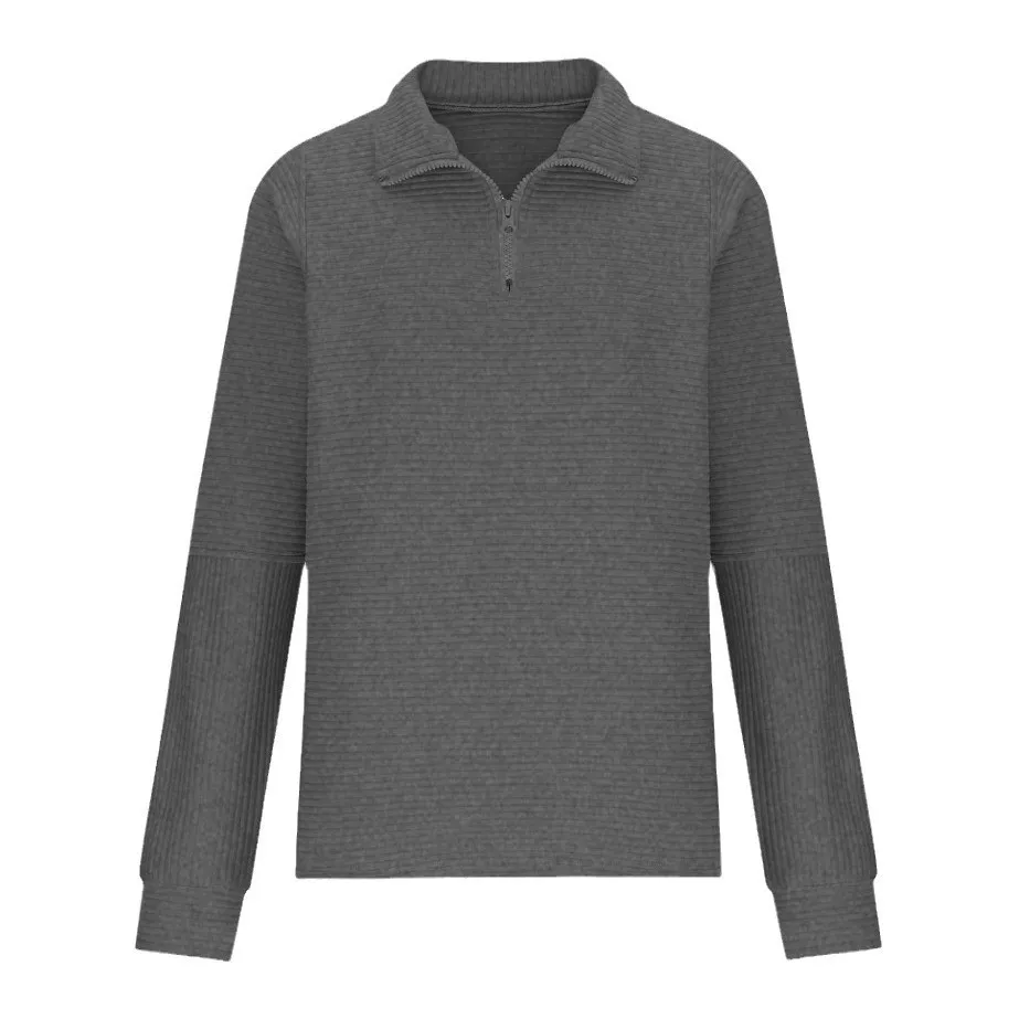 Zipper Hoodie Loose Fit British Style with Stand Collar Regular Length Long Sleeve No Hood Cse Pattern Thick Women Sweatshirt