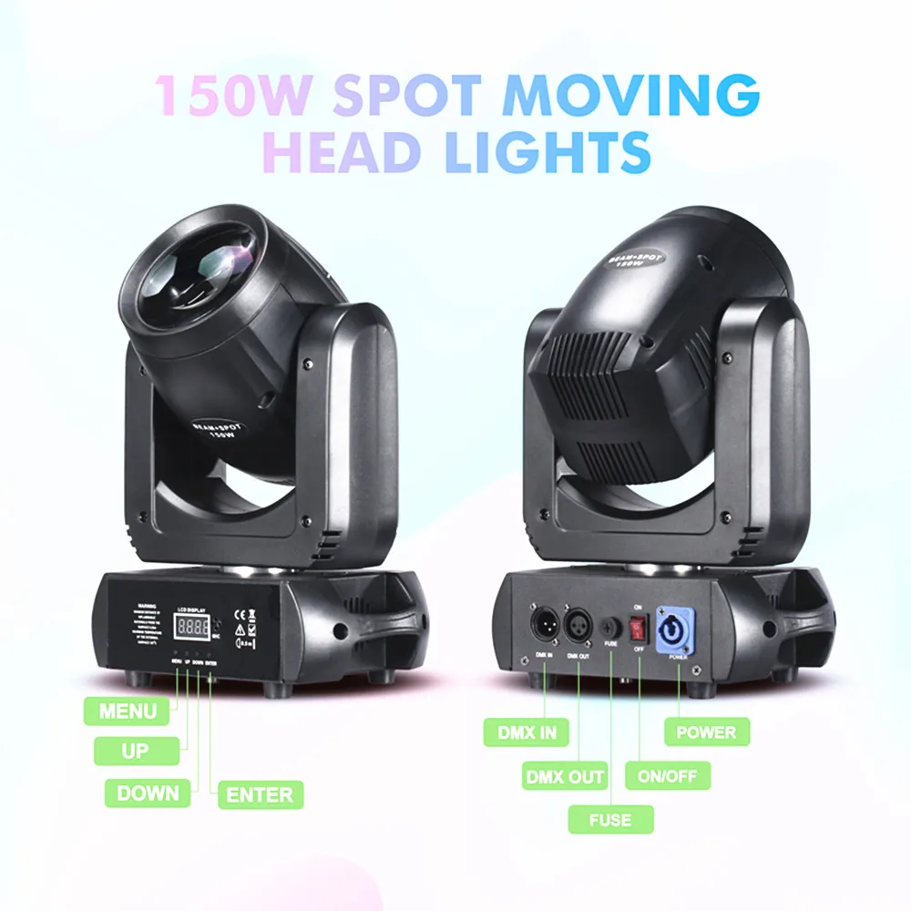 2pcs/150W Led Beam Spot Wash Moving Head 8 Kleuren 5 Facet Prisma Gobo Stage Light party Flight Case Nieuwe Hot-Sale