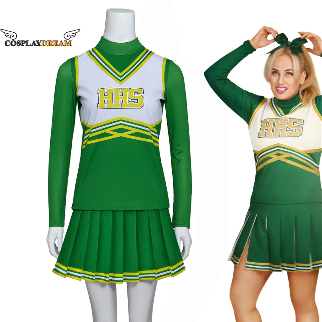 

Senior Year Cheerleader Uniform Rebel Wilson Cosplay Outfit Long Sleeve Top with Mini Skirt Set High School Cheerleading Costume