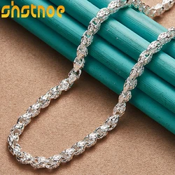 SHSTONE 925 스털링 실버 5mm 20/24 인치 체인 수도꼭지 목걸이 여성을위한 남자 약혼 웨딩 패션 우아한 매력 쥬얼리