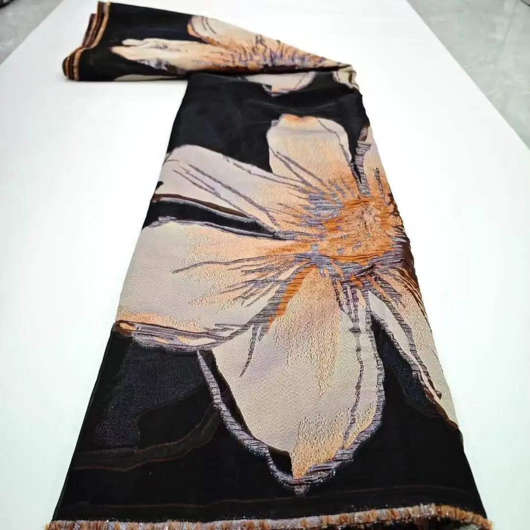 5 야드 나이지리아 고품질 2025 브로케이드 직물 아프리카 레이스 Tulle Brocade Jacquard for 웨딩 파티 드레스 패브릭