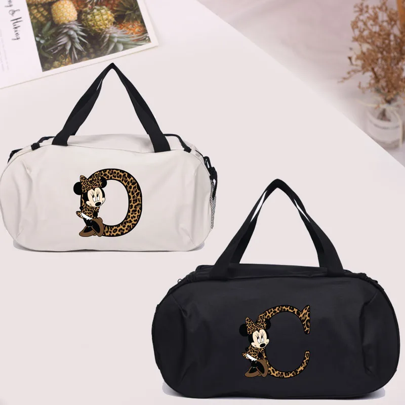 

Disney Minnie Mouse A-z English Letters High Capacity Folding Travel Bags Causal Tote Handbag Travel Gym Yoga Women Storage Bags