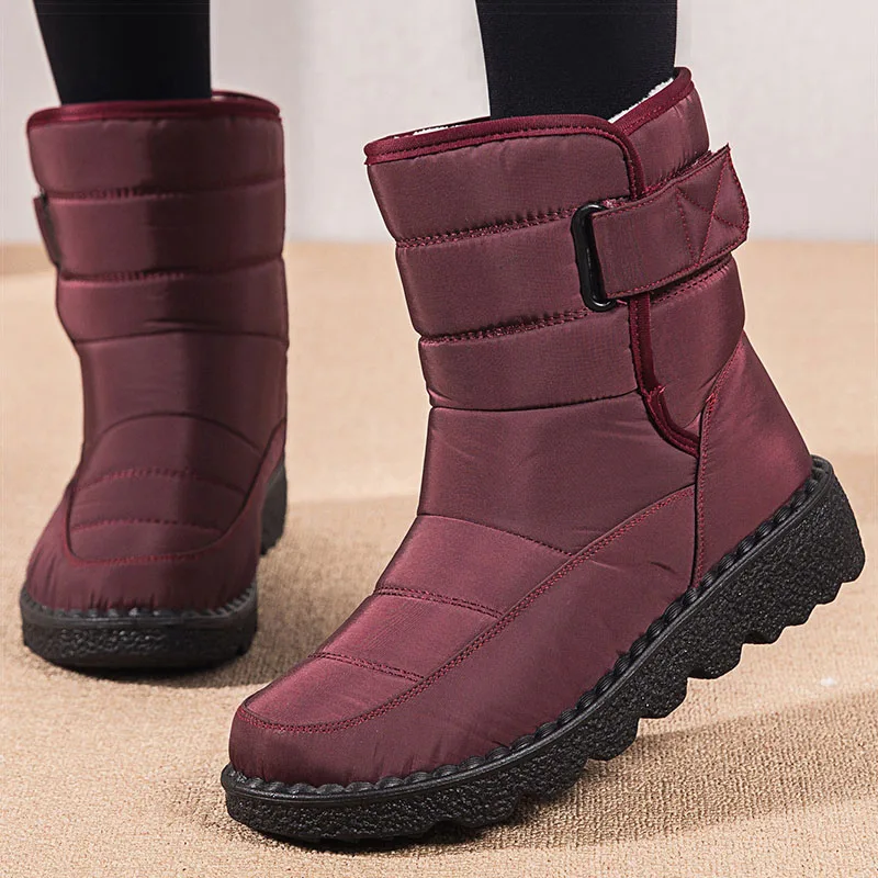 أحذية امرأة أحذية الشتاء المتوسطة المرأة الكورية نمط الثلوج الأحذية الفراء الأحذية أحذية الشتاء النساء منخفضة الكعب القتالية بوتاس Mujer
