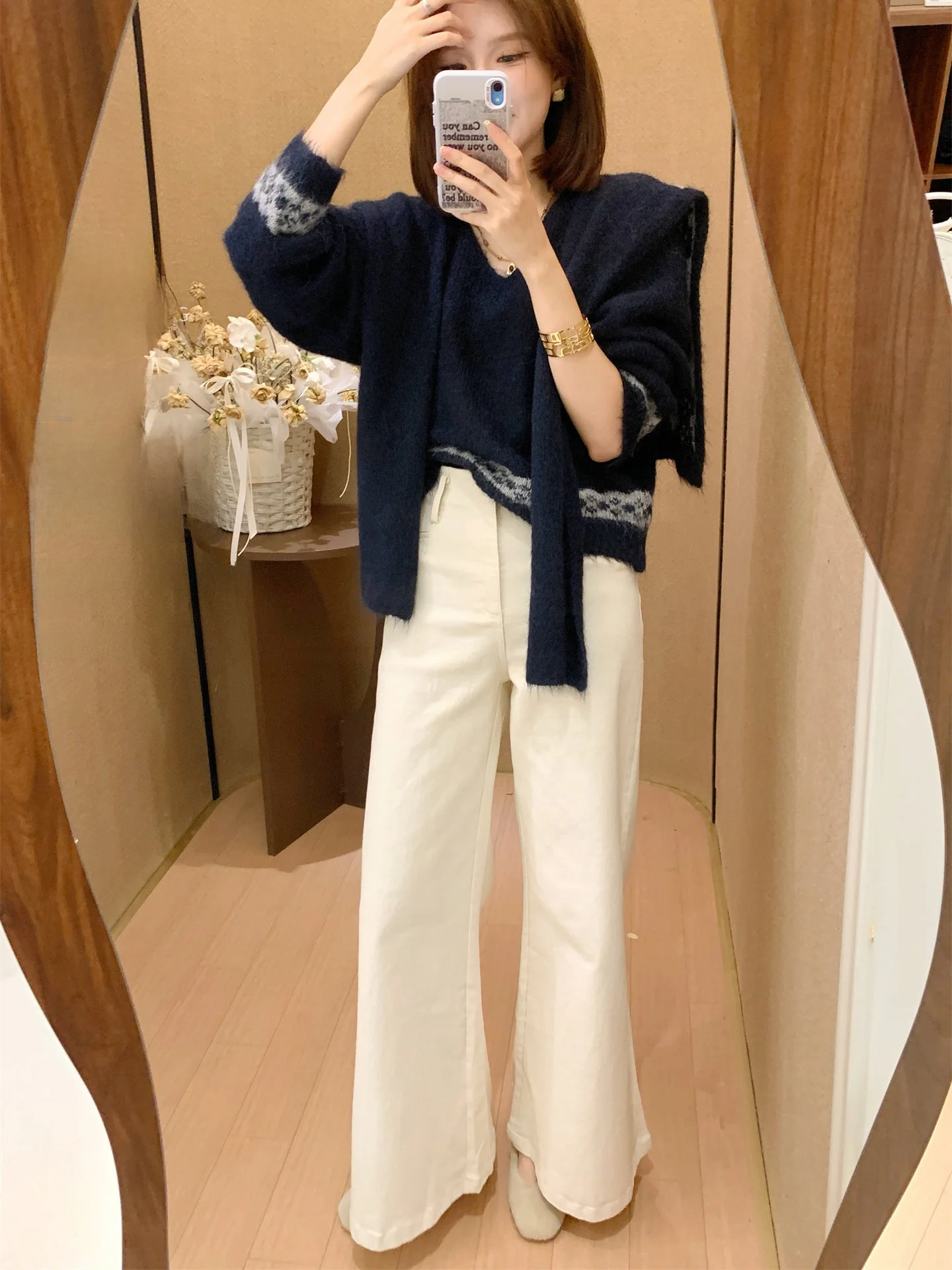 

Модные прямые повседневные джинсы для женщин с высокой талией из хлопковой смеси, эластичные, осенние, для работы, бренд Sle Art Cheese