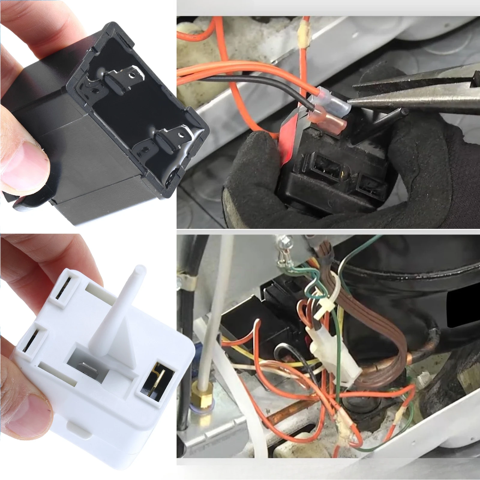 Refrigerator Compressor Parts Start Relay and Overload Capacitor Kit for B0F18ZCK41 GE Hotpoint WR09X10107 WR55X24064 CKDX24064X