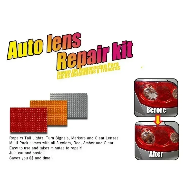 

Car Glass Repair Kit Grid Pattern Headlights Turn Signal Taillight Auto Light Tool Set Crack Repair Film Polishing Amagi