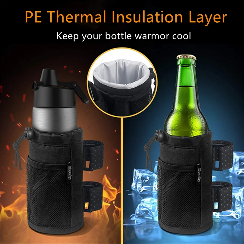 Water Bottle Pouch UTV/ATV Drawstring Water Bottle Cart Cup Holder Kettle Carrier Bag Bike Warm Keeper Storage Pocket