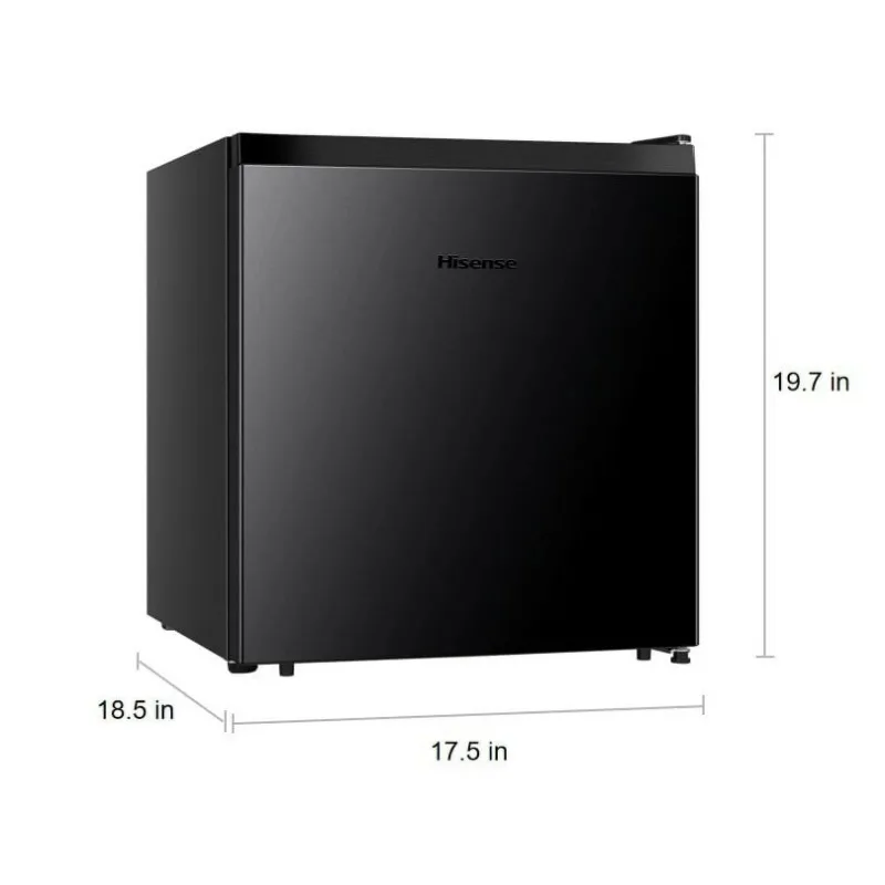 Hisense 1.6 Cu ft Single Door Mini Fridge, Black, Energy Star, 1 Year Warranty, WMS017M6XBE New