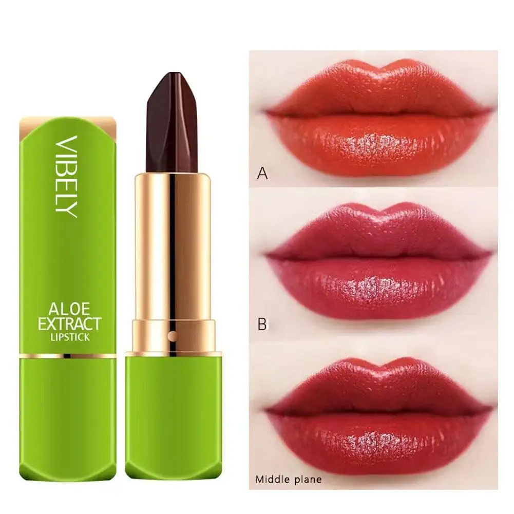 Aloe Vera Lip Balm Stick 3 Color Long Lasting Nourishing Lipstick, Temperature Changing Color Lip Gloss for Daily Makeup