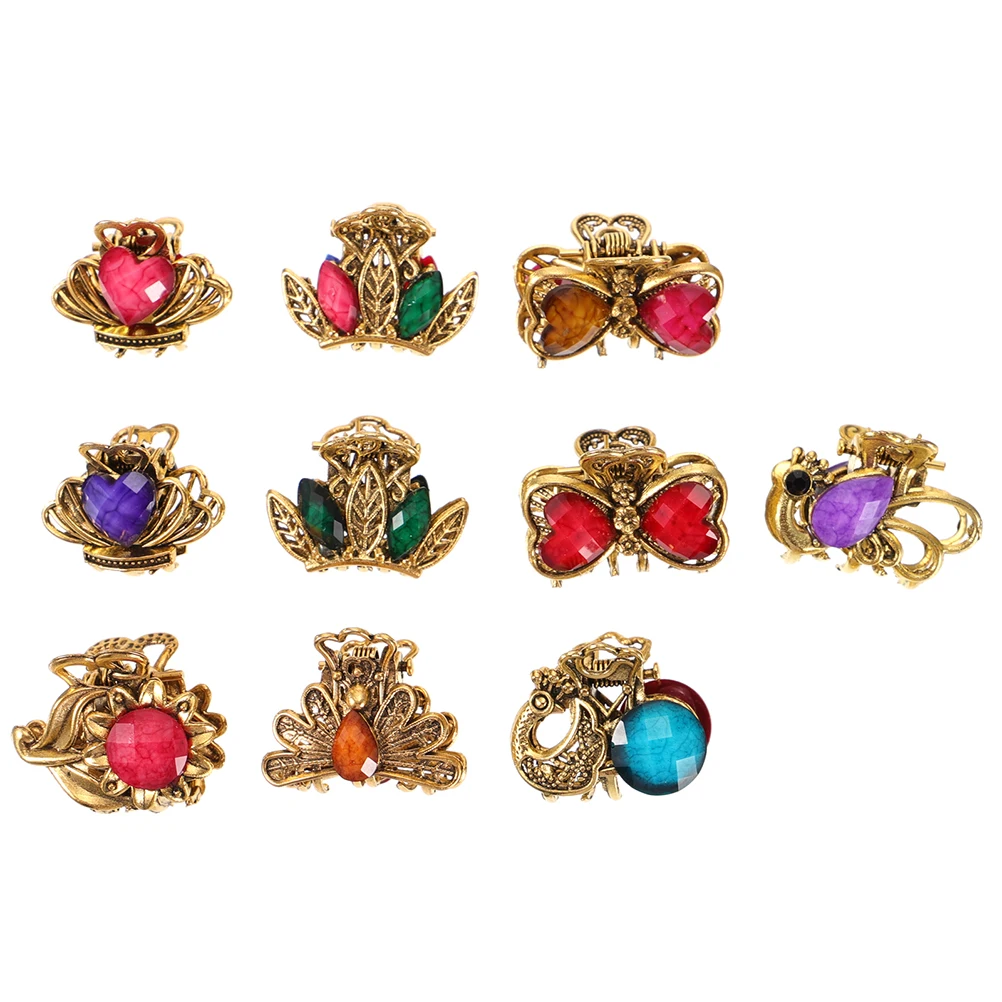 10pcs Hair Claw Clips Women Small Hair Clamps Vintage Mini Jaw Clip For Daily Office Hairstyles Durable Comfortable All Ages